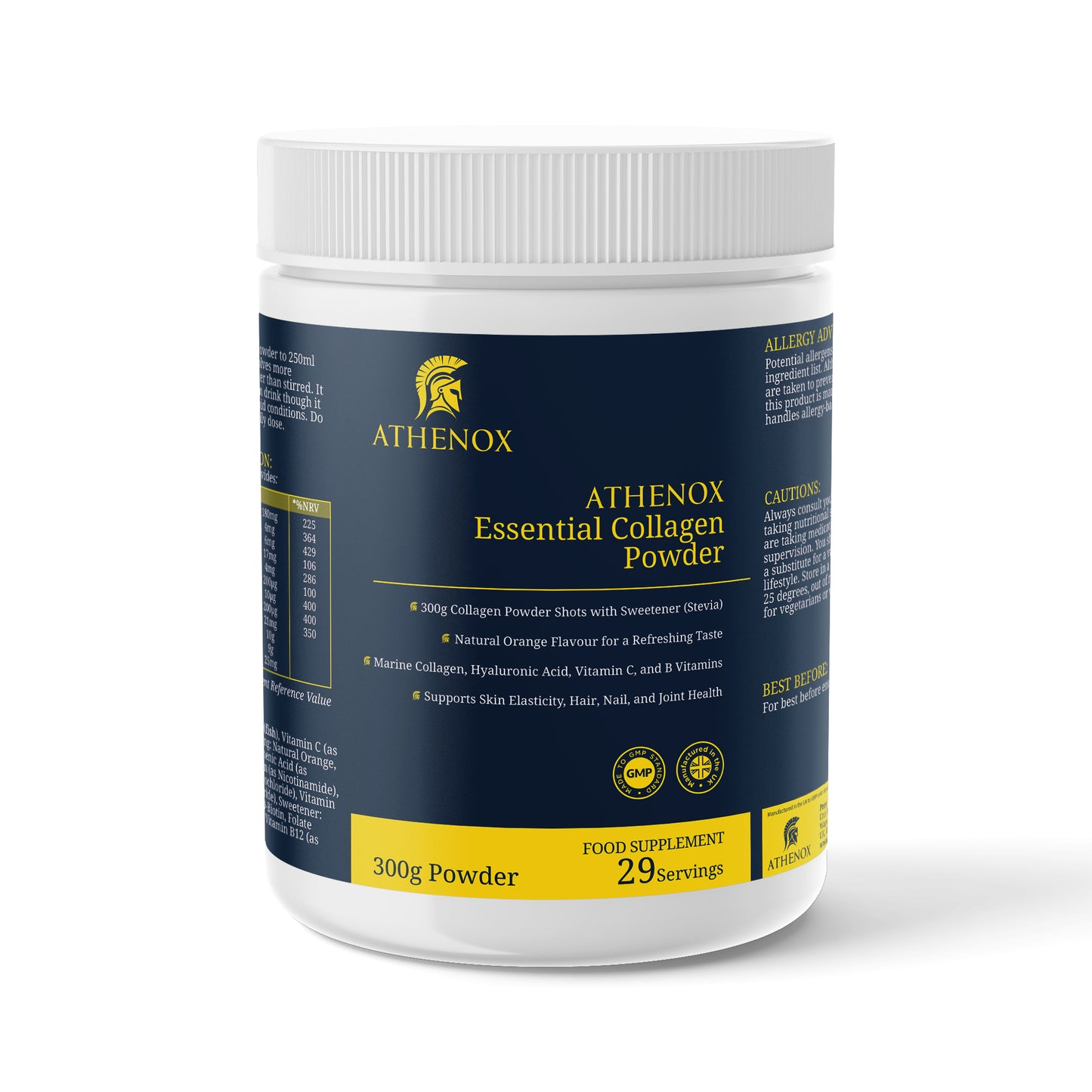 Ultra-High Potency Marine Collagen Peptides 10,000mg 300g | Maximum Strength with Hyaluronic Acid, Vitamin C & B Vitamins | Keto, Paleo, Gluten & Dairy Free | Stevia-Sweetened | Supports Skin, Hair, Nails & Joint Health | Orange Flavored Powder