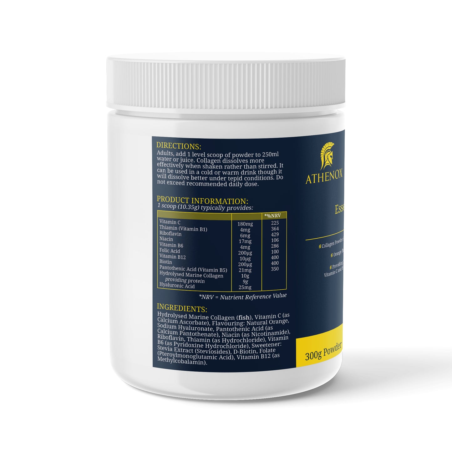 Ultra-High Potency Marine Collagen Peptides 10,000mg 300g | Maximum Strength with Hyaluronic Acid, Vitamin C & B Vitamins | Keto, Paleo, Gluten & Dairy Free | Stevia-Sweetened | Supports Skin, Hair, Nails & Joint Health | Orange Flavored Powder