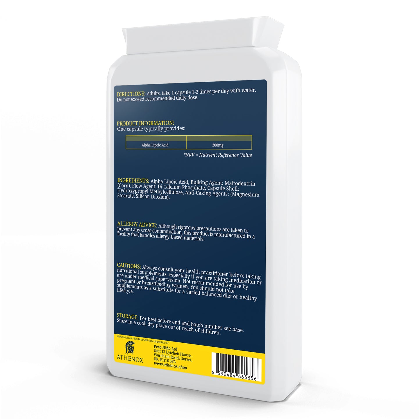 ATHENOX Alpha Power Antioxidant | 300mg Alpha Lipoic Acid | Advanced Antioxidant Support | 120 Capsules
