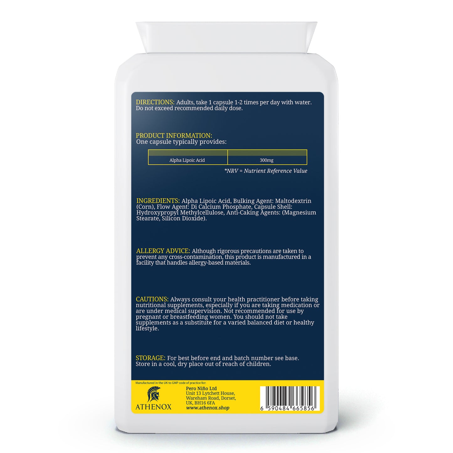 ATHENOX Alpha Power Antioxidant | 300mg Alpha Lipoic Acid | Advanced Antioxidant Support | 120 Capsules