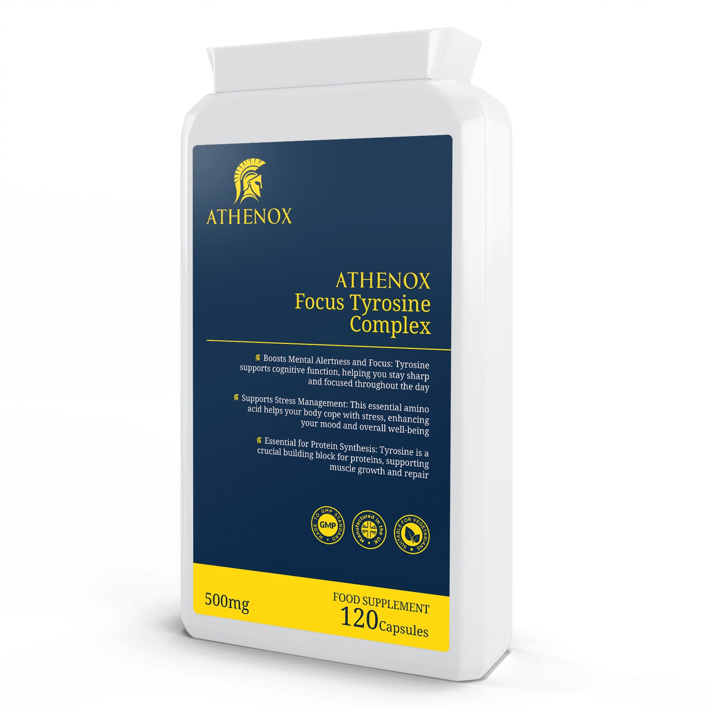 ATHENOX Focus Tyrosine Complex | Enhanced Cognitive & Mood Support | 500mg | 120 Capsules