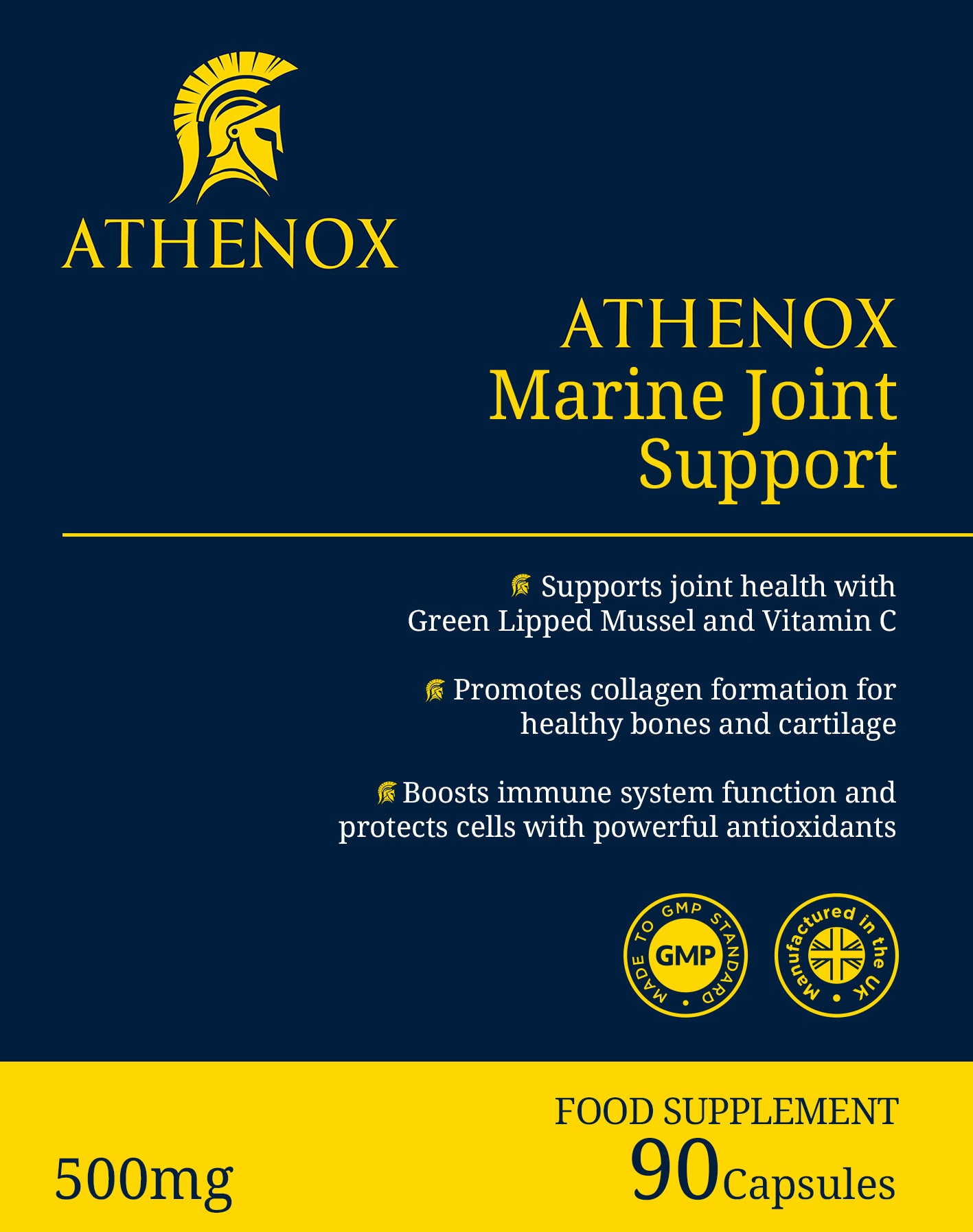 ATHENOX Marine Joint Support | Green Lipped Mussel & Vitamin C | Advanced Joint Care | 90 Capsules