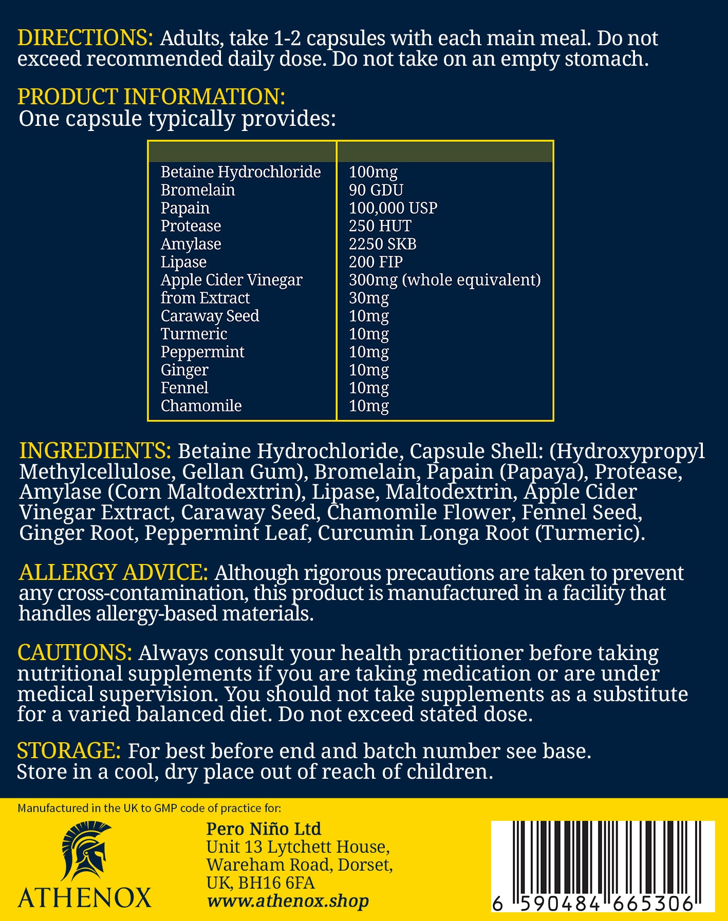 ATHENOX Digestive Harmony Enzymes | Advanced Enzyme Complex for Optimal Gut Health | 90 Capsules