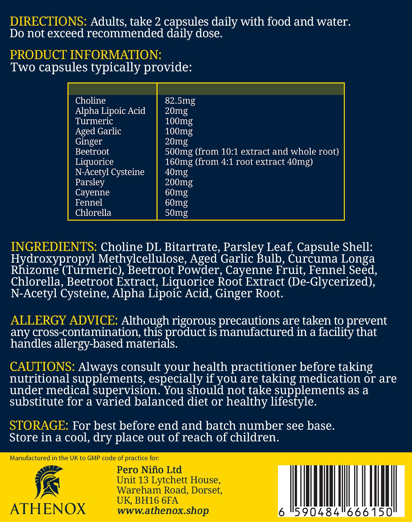 ATHENOX Liver Detox Choline Complex | Advanced Liver Support | 60 Capsules
