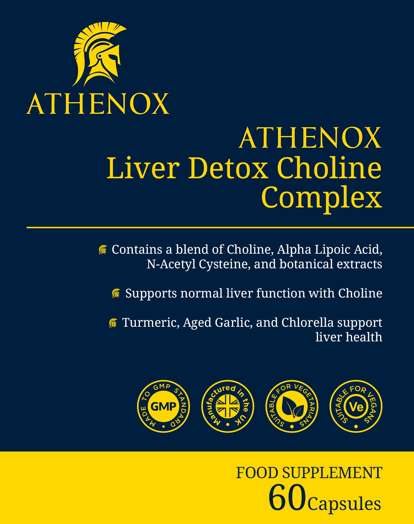 ATHENOX Liver Detox Choline Complex | Advanced Liver Support | 60 Capsules