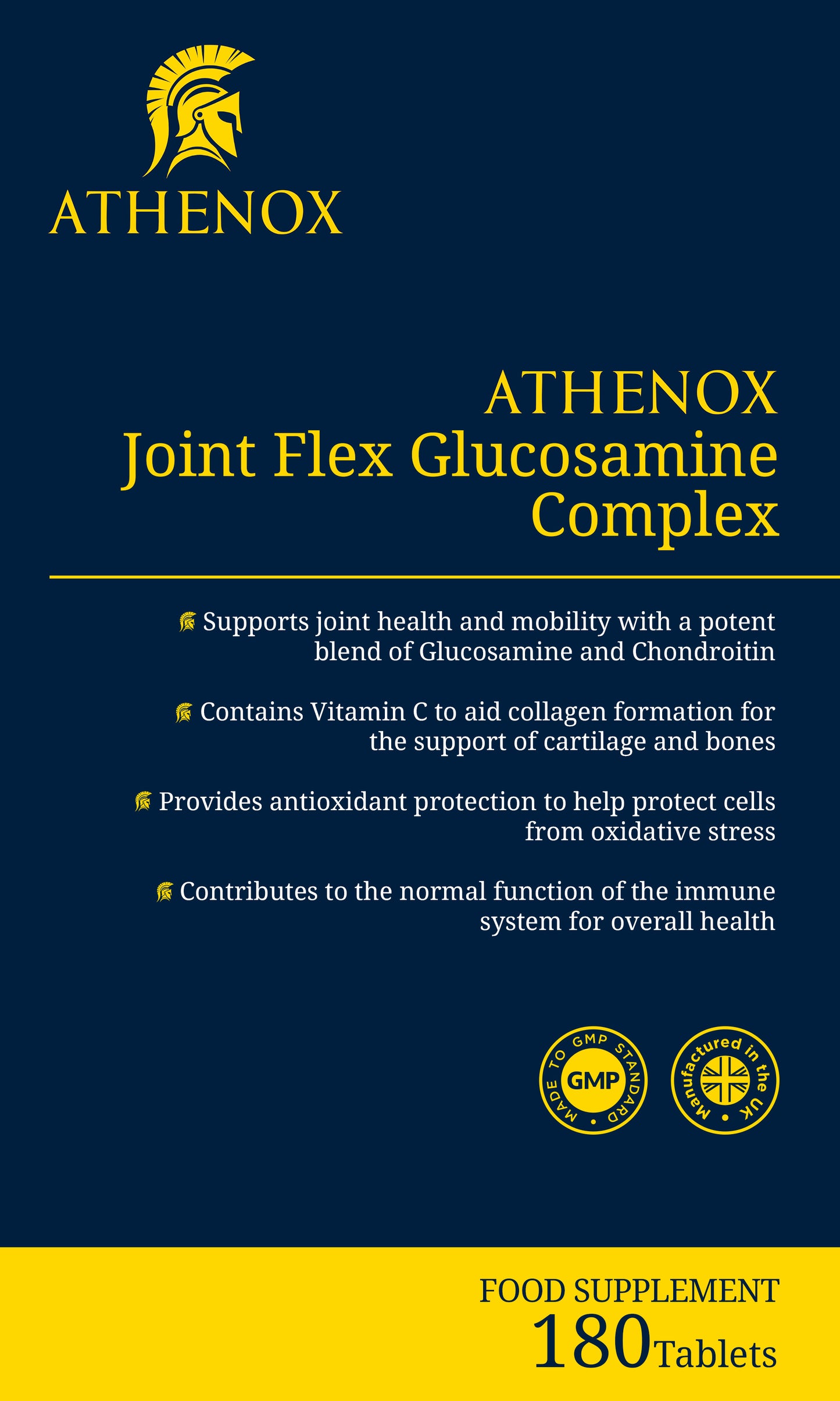 ATHENOX Joint Flex Glucosamine Complex | Advanced Joint Support with Vitamin C | 180 Tablets